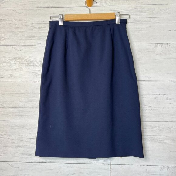 Pendleton Skirt Womens Size 2 Navy Blue Virgin Wool Blend Business Modern - Picture 1 of 14
